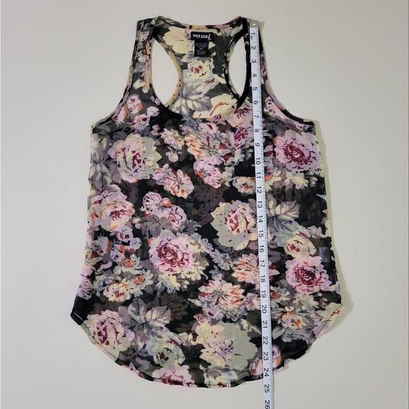 Wet Seal Women's Sheer Floral Racerback Tank Top - Picture 4 of 8